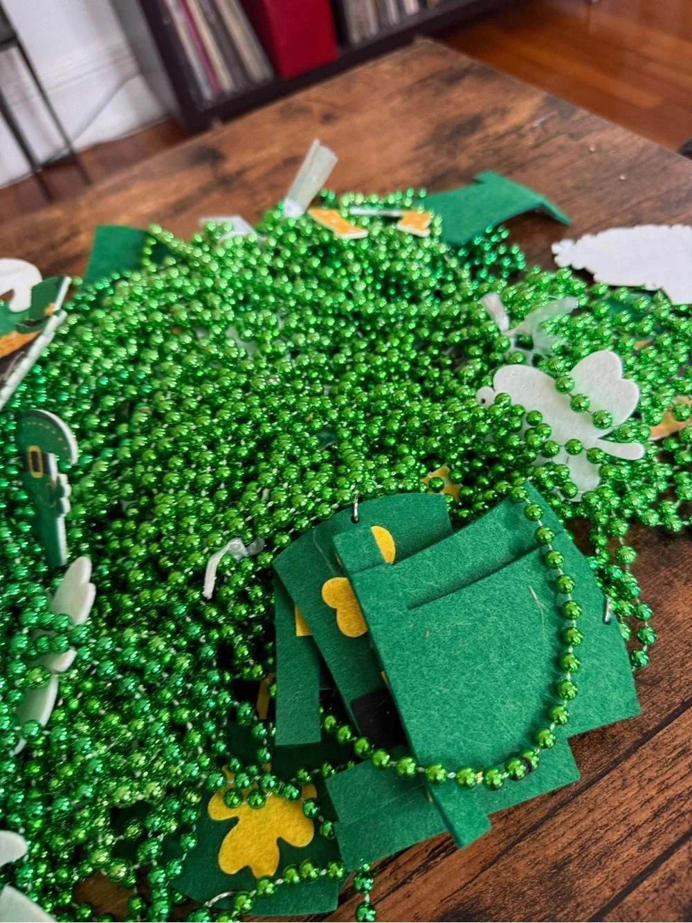 St. Patrick's Day Green Party Bead Necklaces with Themed Charms large lot